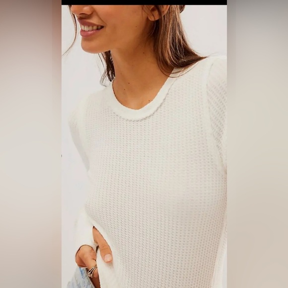 We The Free Tops - We The Free White Long Sleeve Waffle Knit Top